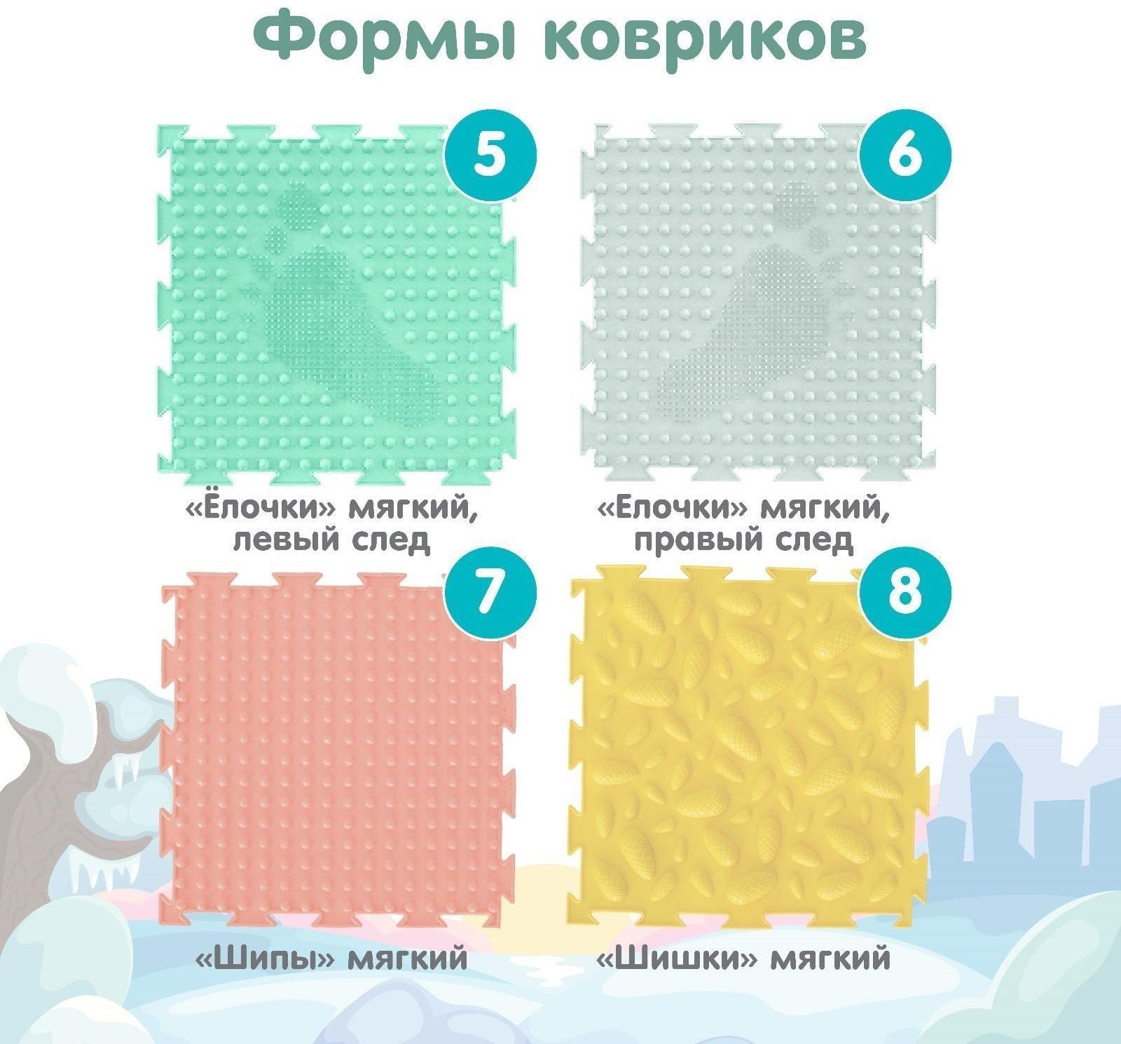 Модульный массажный коврик ОРТОДОН, набор №1 «Универсал», пастельные цвета