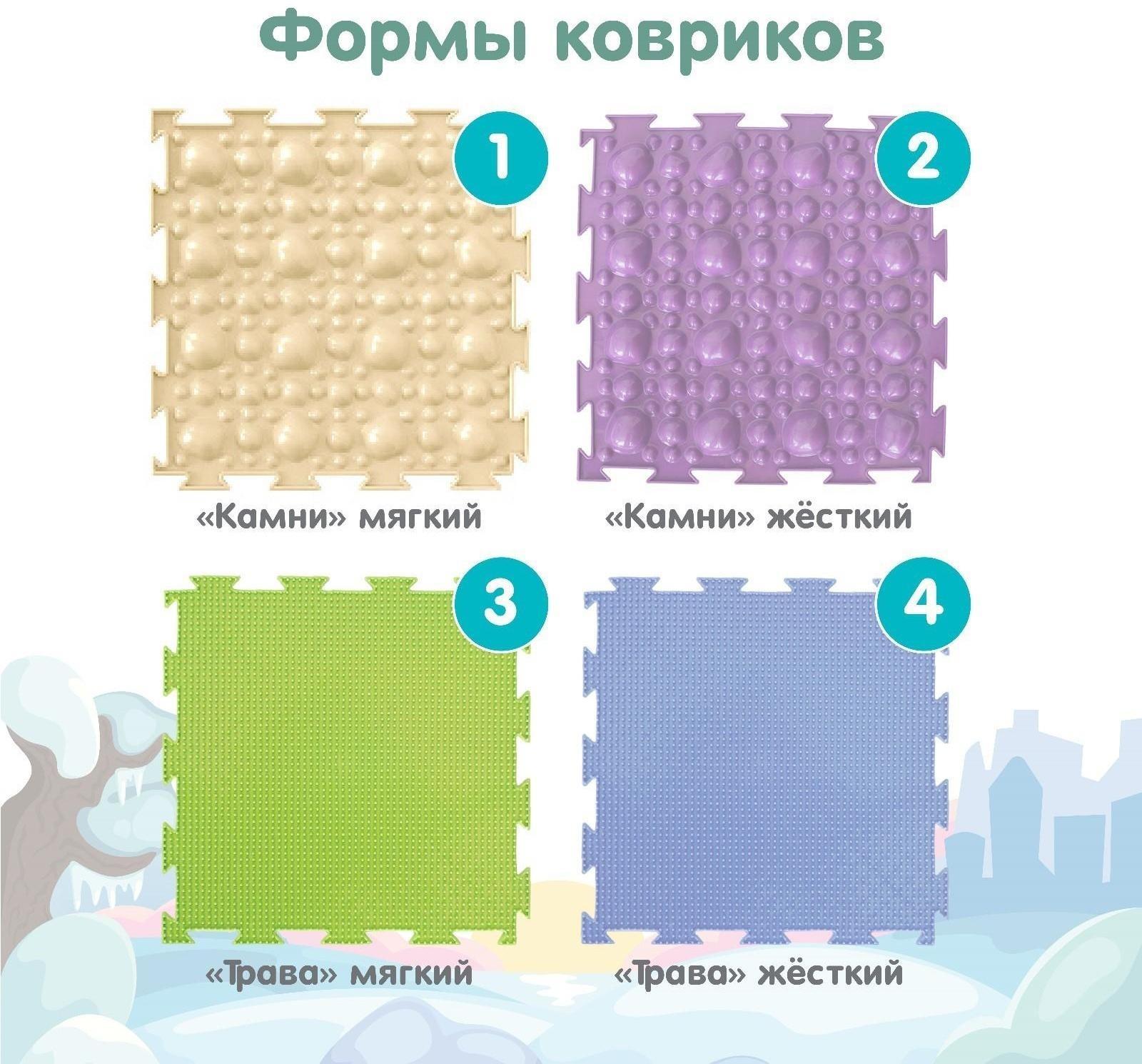 Модульный массажный коврик ОРТОДОН, набор №1 «Универсал», пастельные цвета