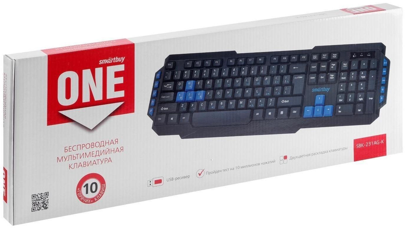 Клавиатура Smartbuy ONE 231, беспроводная, мембранная, 114 клавиш, USB, черная
