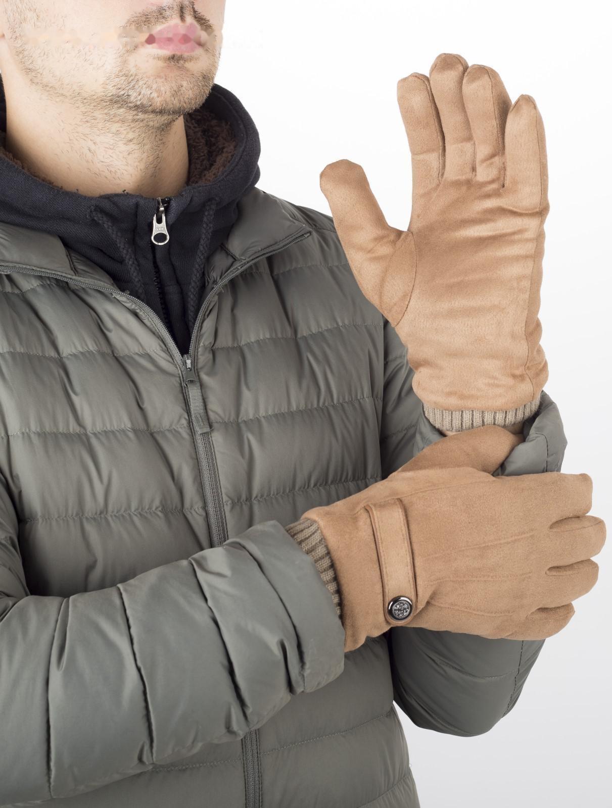 Перчатки мужские, безразмерные, с утеплителем, цвет коричневый