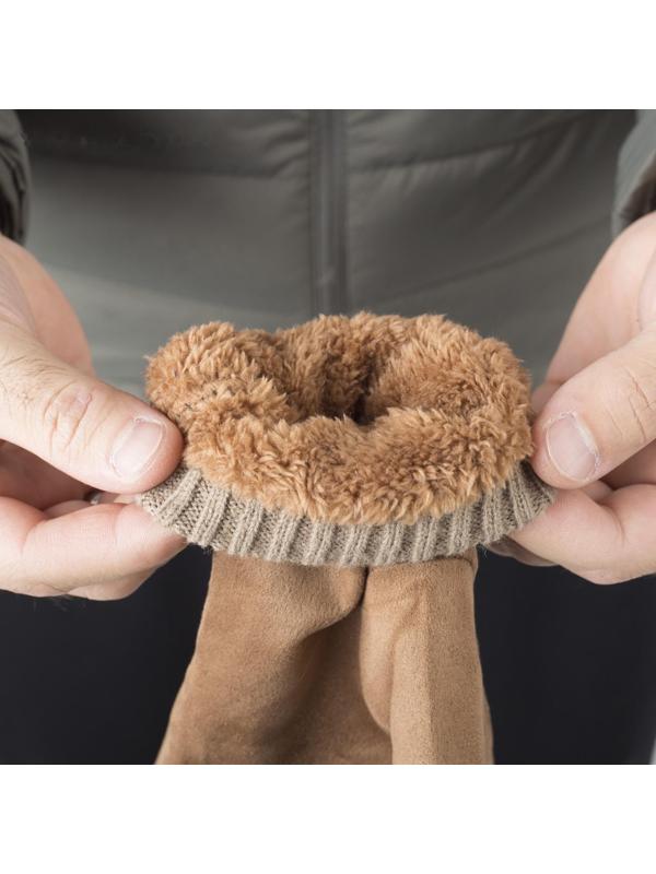 Перчатки мужские, безразмерные, с утеплителем, цвет коричневый