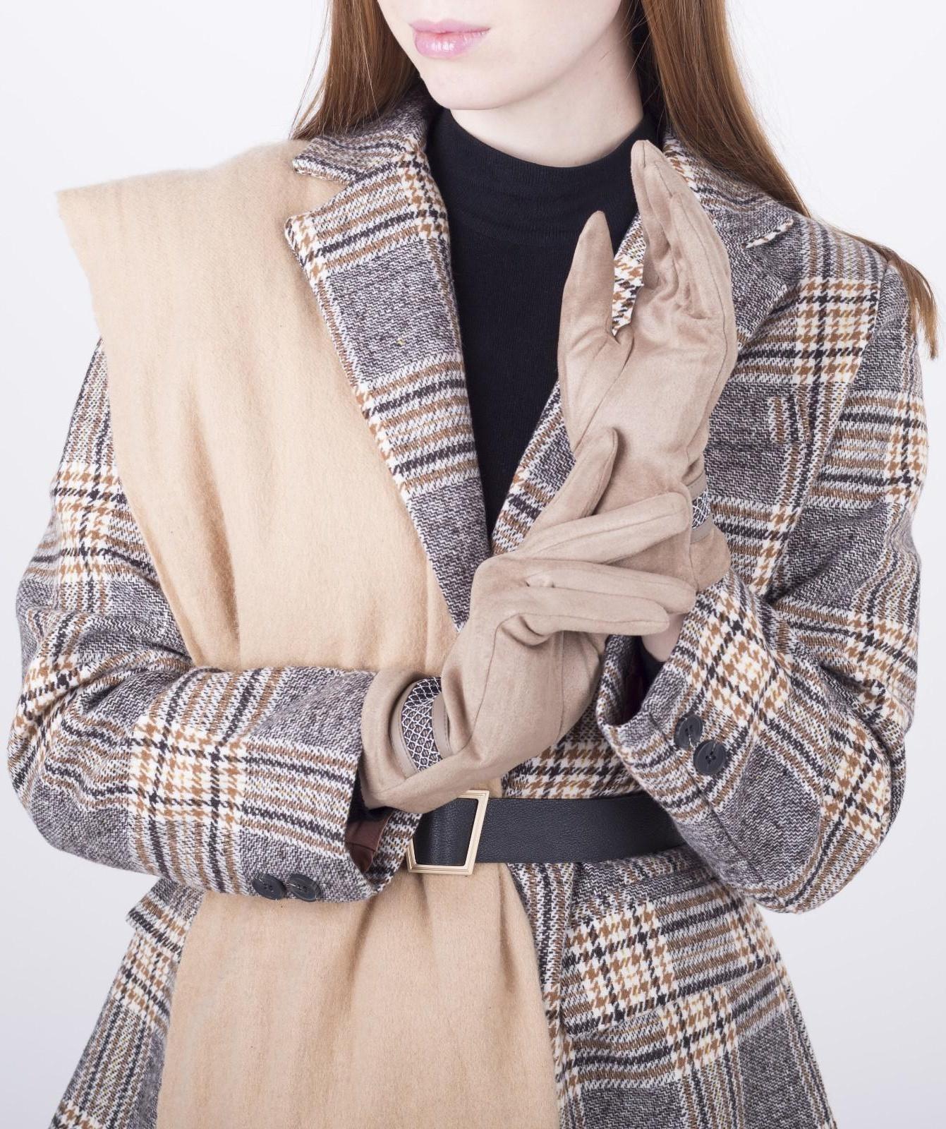 Перчатки женские, безразмерные, с утеплителем, цвет бежевый