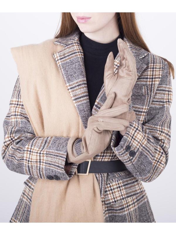 Перчатки женские, безразмерные, с утеплителем, цвет бежевый