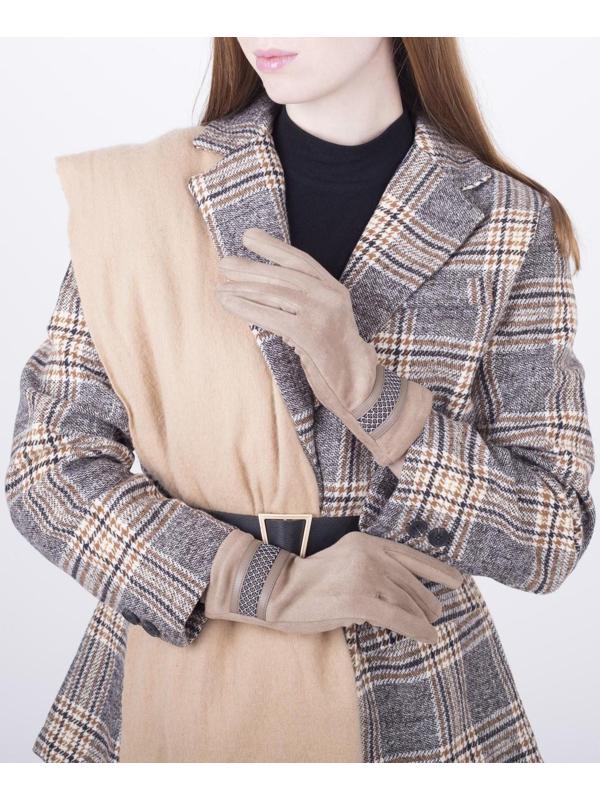 Перчатки женские, безразмерные, с утеплителем, цвет бежевый