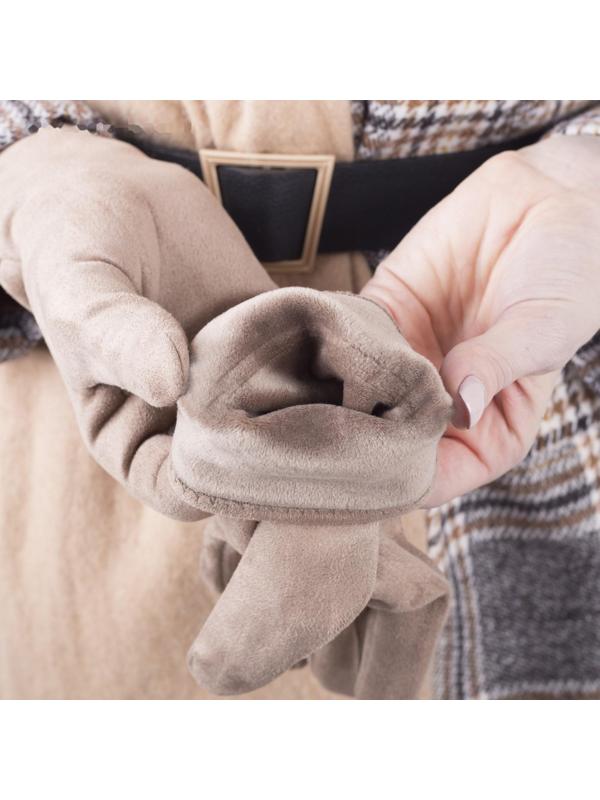 Перчатки женские, безразмерные, с утеплителем, цвет бежевый
