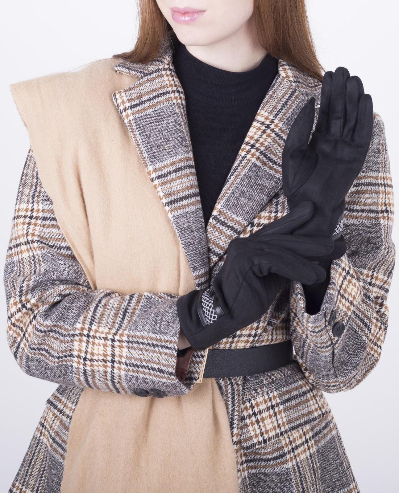 Перчатки женские, безразмерные, с утеплителем, цвет чёрный