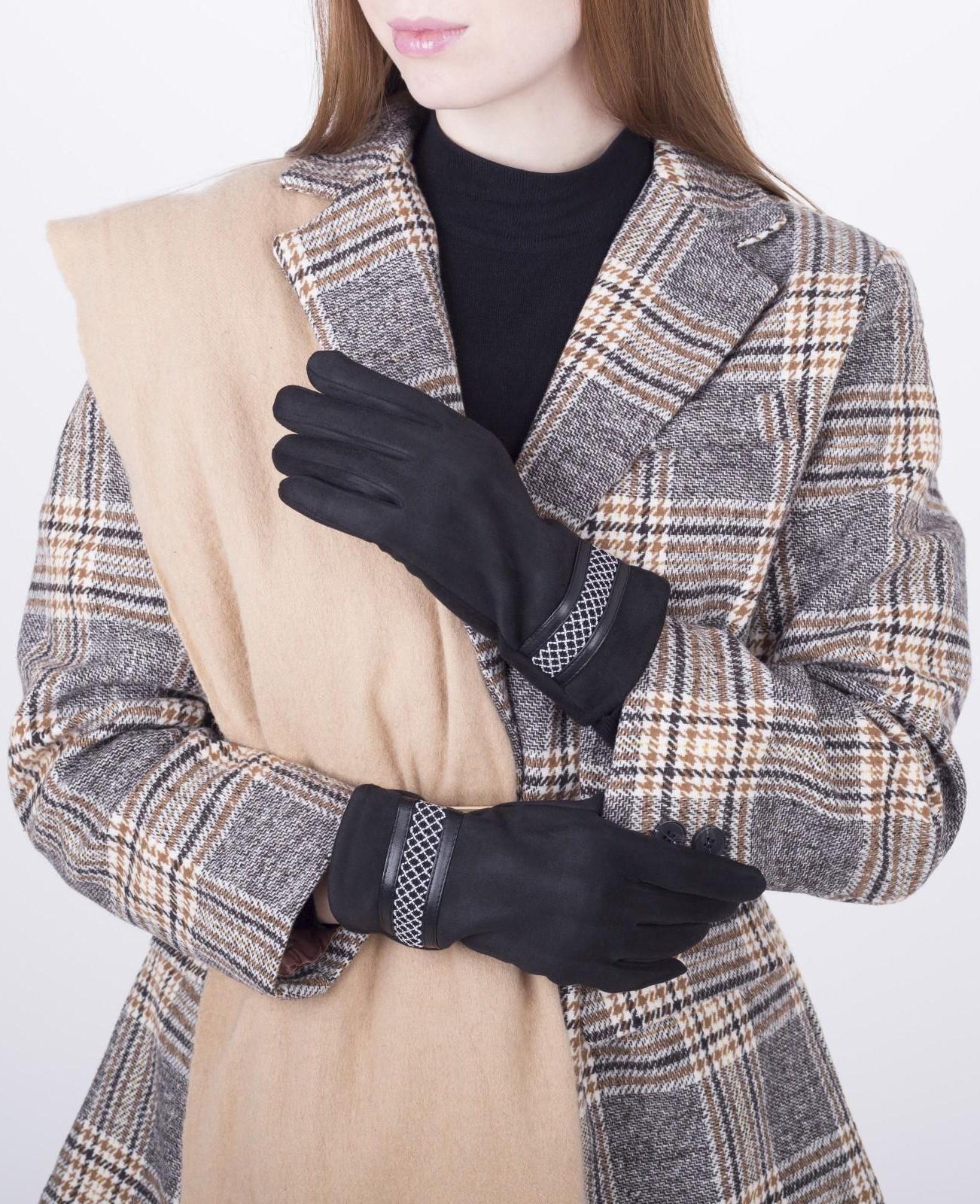 Перчатки женские, безразмерные, с утеплителем, цвет чёрный