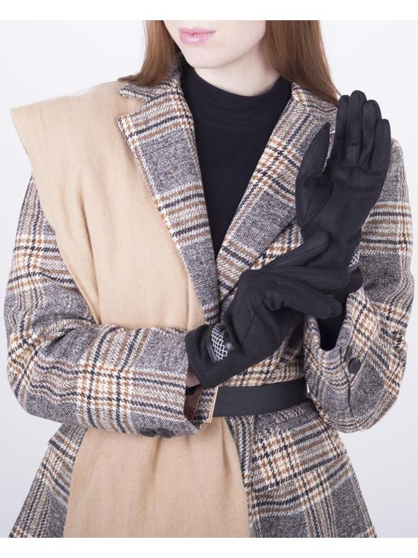 Перчатки женские, безразмерные, с утеплителем, цвет чёрный