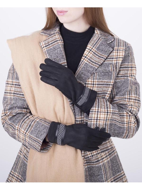 Перчатки женские, безразмерные, с утеплителем, цвет чёрный