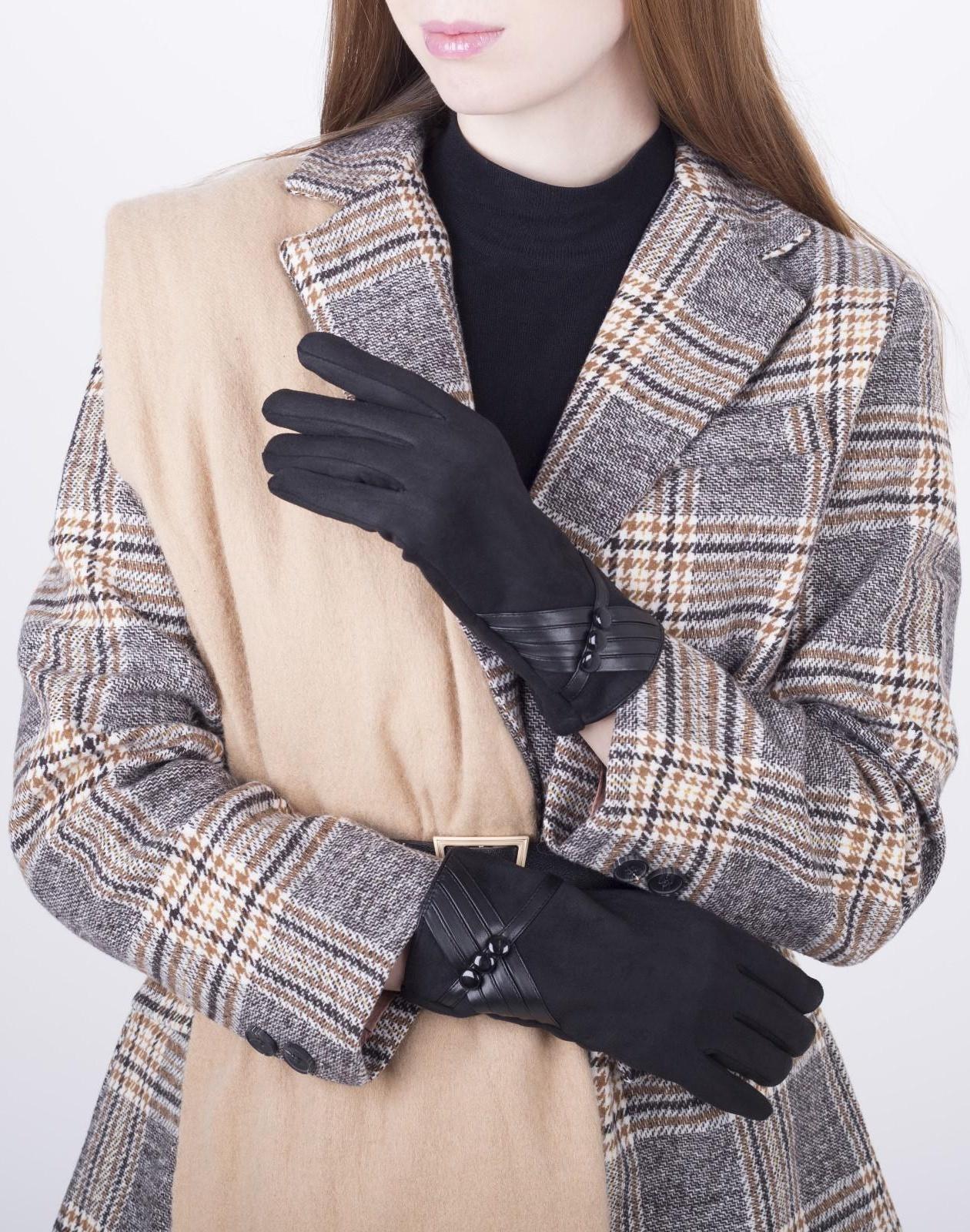 Перчатки женские, безразмерные, с утеплителем, цвет чёрный