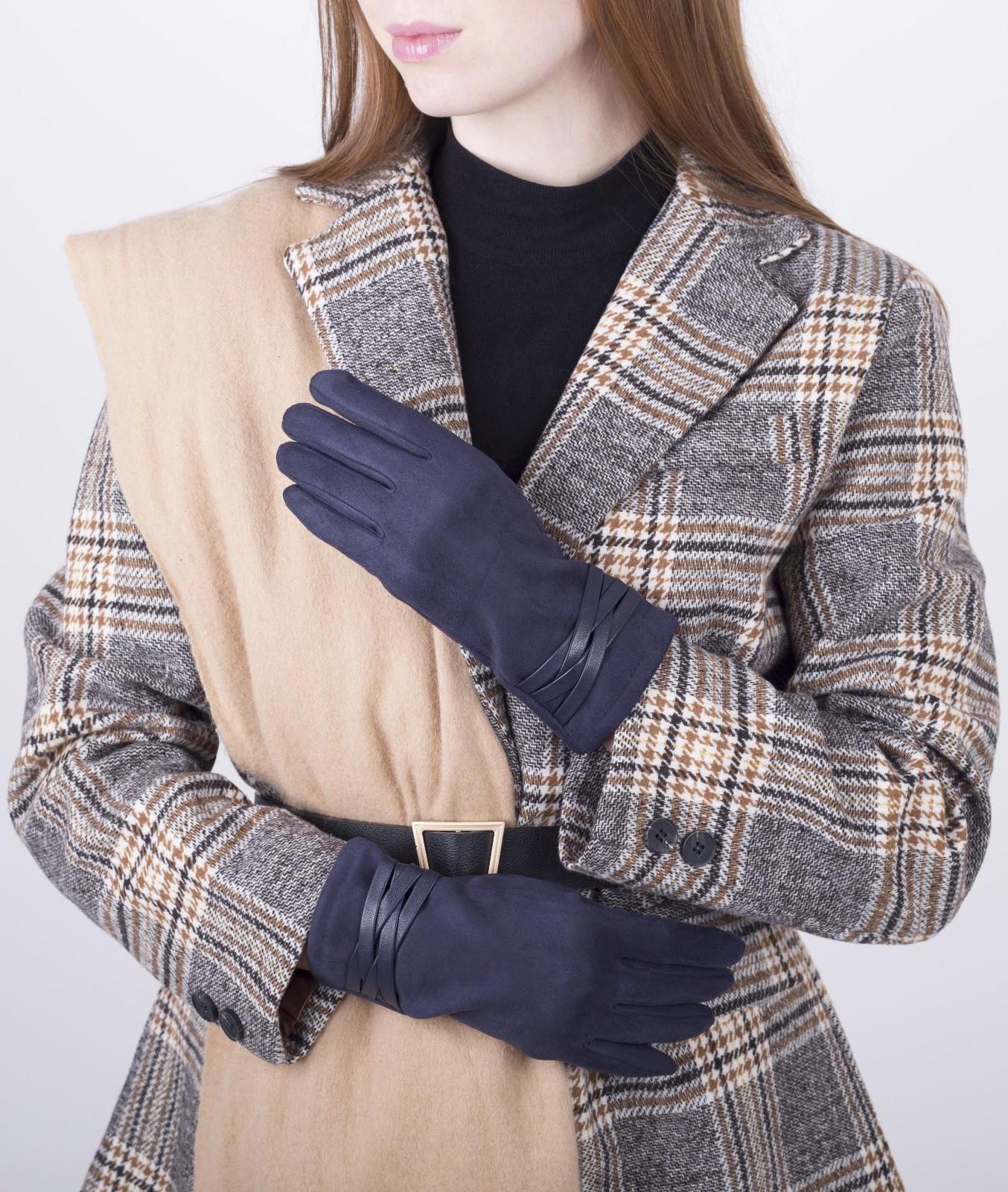 Перчатки женские, безразмерные, с утеплителем, цвет синий