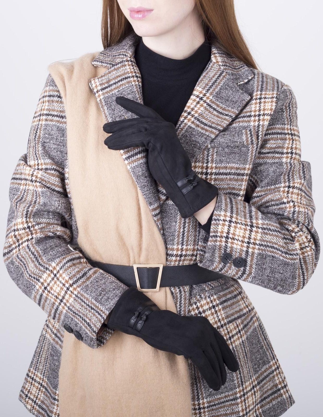 Перчатки женские, безразмерные, с утеплителем, цвет чёрный