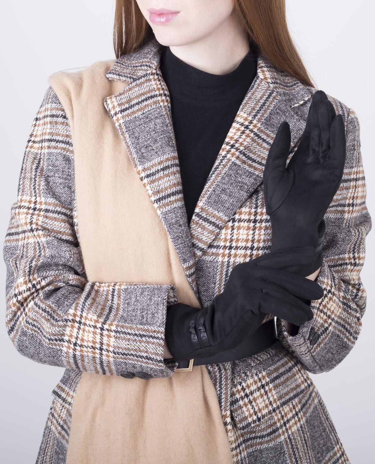 Перчатки женские, безразмерные, с утеплителем, цвет чёрный