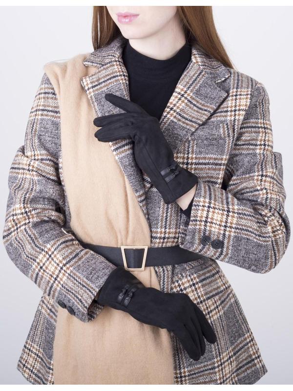 Перчатки женские, безразмерные, с утеплителем, цвет чёрный