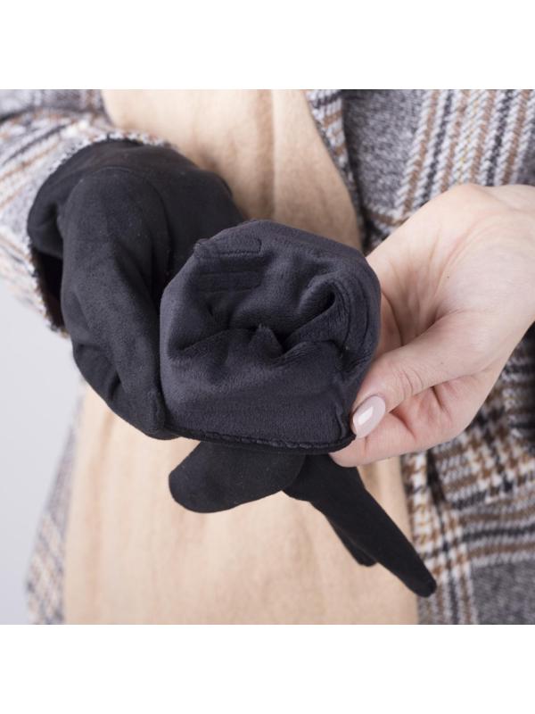 Перчатки женские, безразмерные, с утеплителем, цвет чёрный