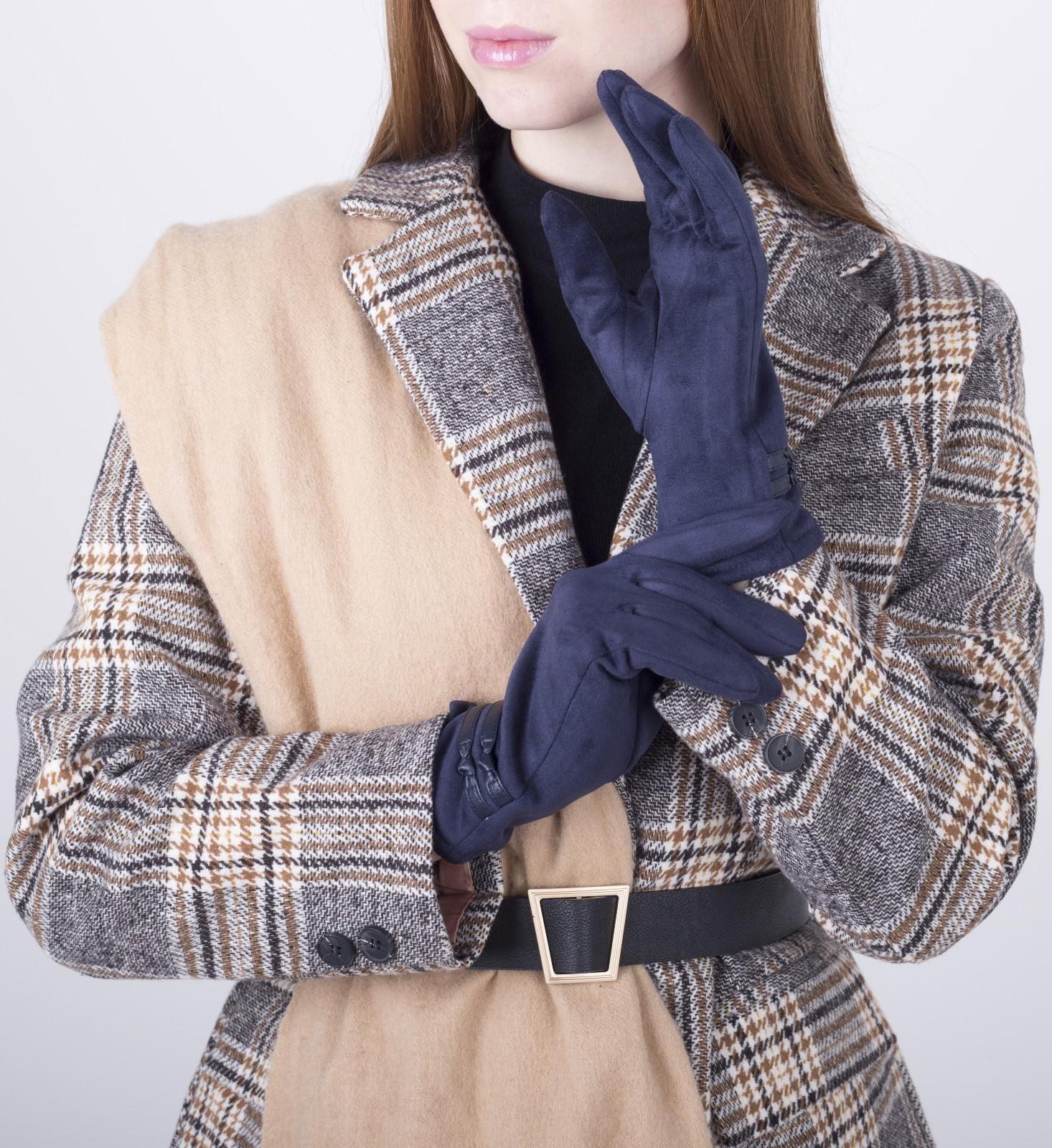 Перчатки женские, безразмерные, с утеплителем, цвет синий