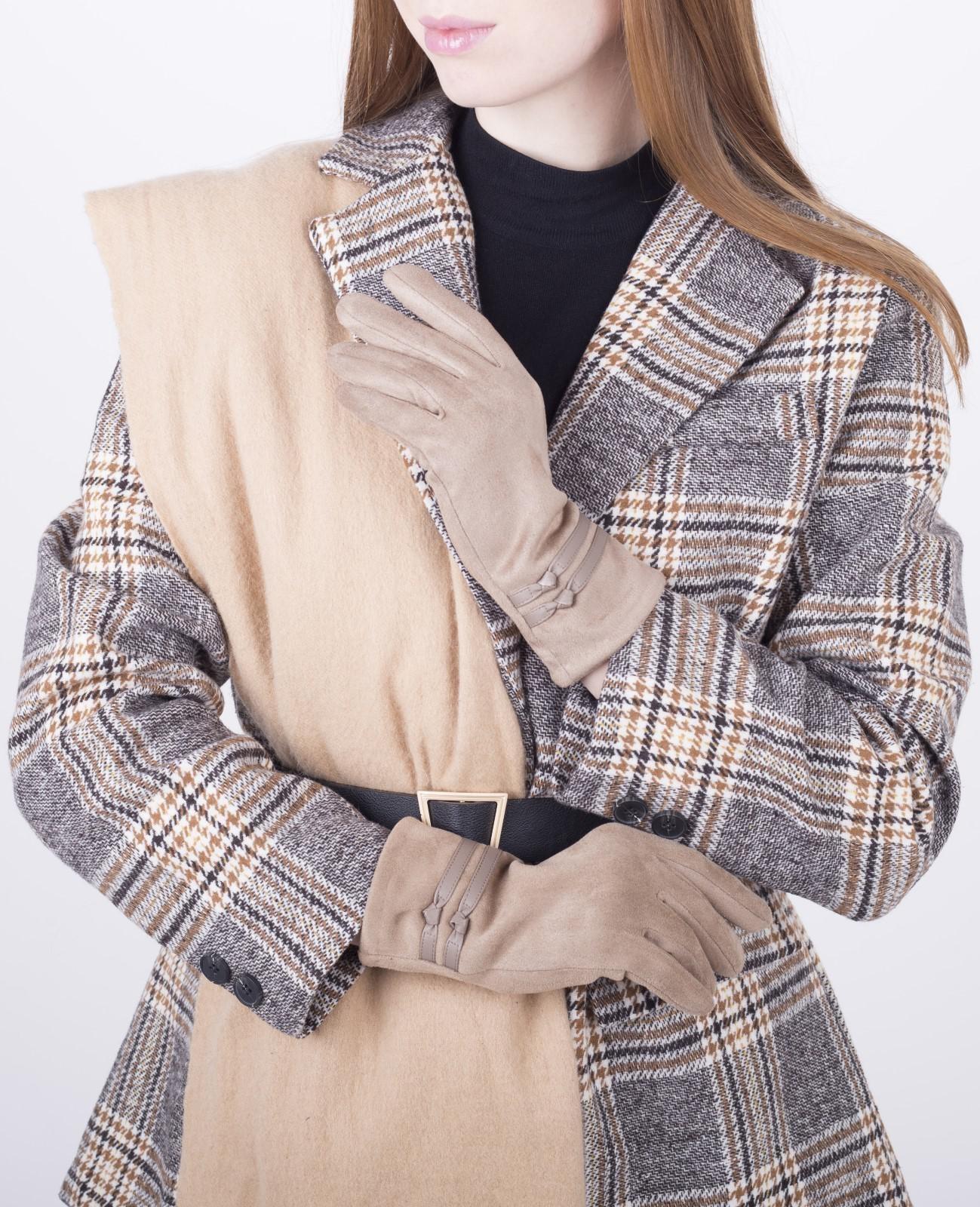 Перчатки женские, безразмерные, с утеплителем, цвет бежевый