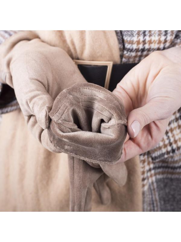 Перчатки женские, безразмерные, с утеплителем, цвет бежевый