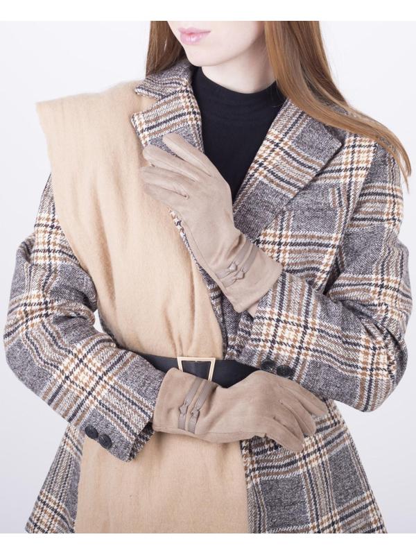 Перчатки женские, безразмерные, с утеплителем, цвет бежевый