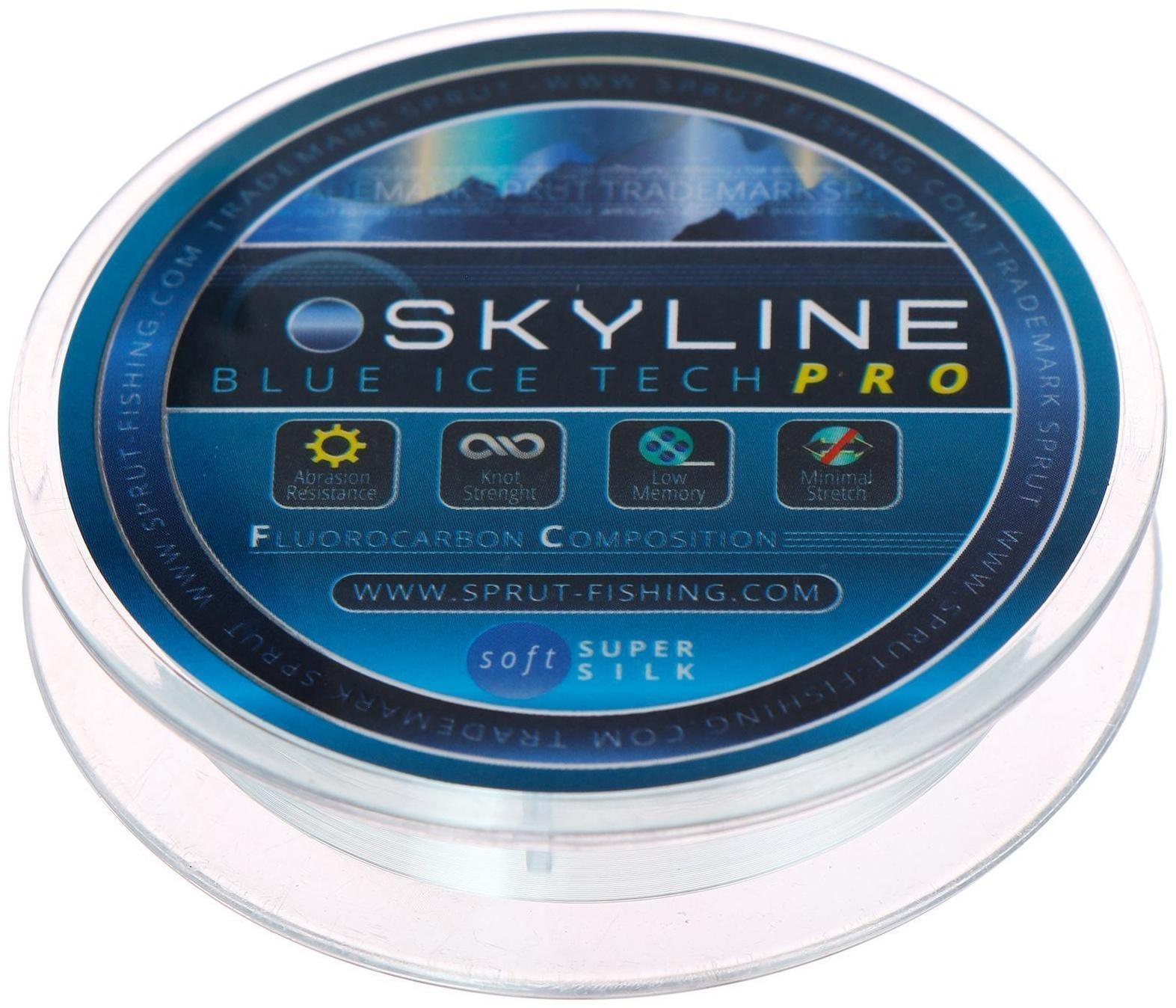 Леска зимняя Sprut SKYLINE Fluorocarbon Composition IceTech PRO 0,125 мм, 3,05 кг, 50 м, цвет голубой