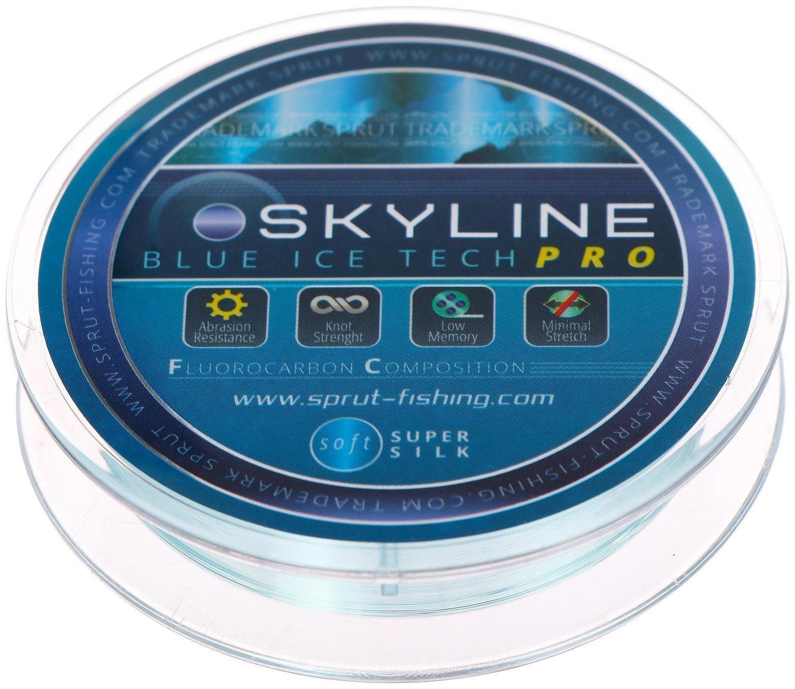 Леска зимняя Sprut SKYLINE Fluorocarbon Composition IceTech PRO 0,145 мм, 4,25 кг, 50 м, цвет голубой