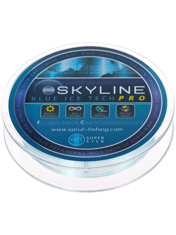 Леска зимняя Sprut SKYLINE Fluorocarbon Composition IceTech PRO 0,145 мм, 4,25 кг, 50 м, цвет голубой