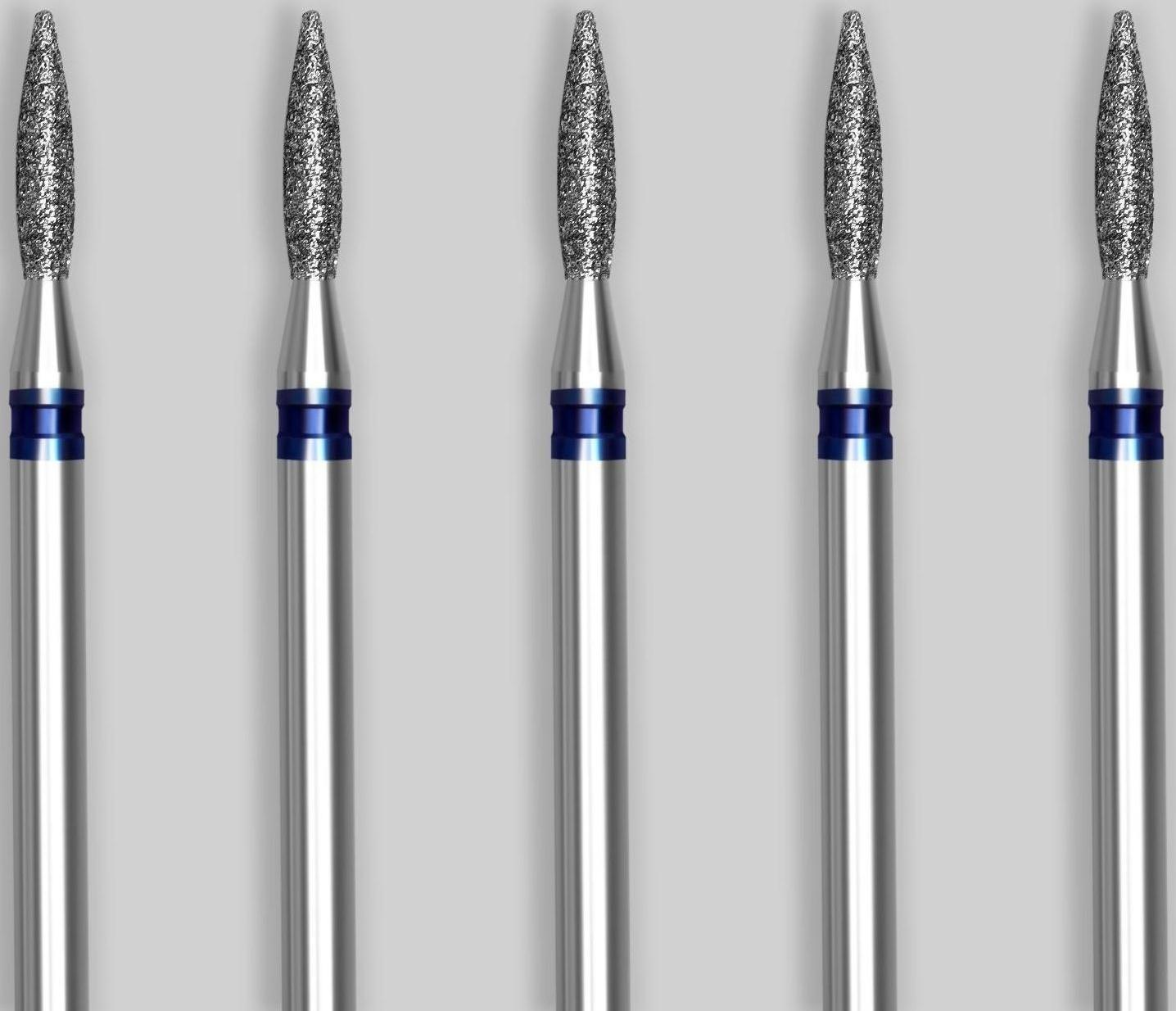 Фрезы алмазные для маникюра «Пламя», средняя зернистость, d 2 × 8 мм, 5 шт