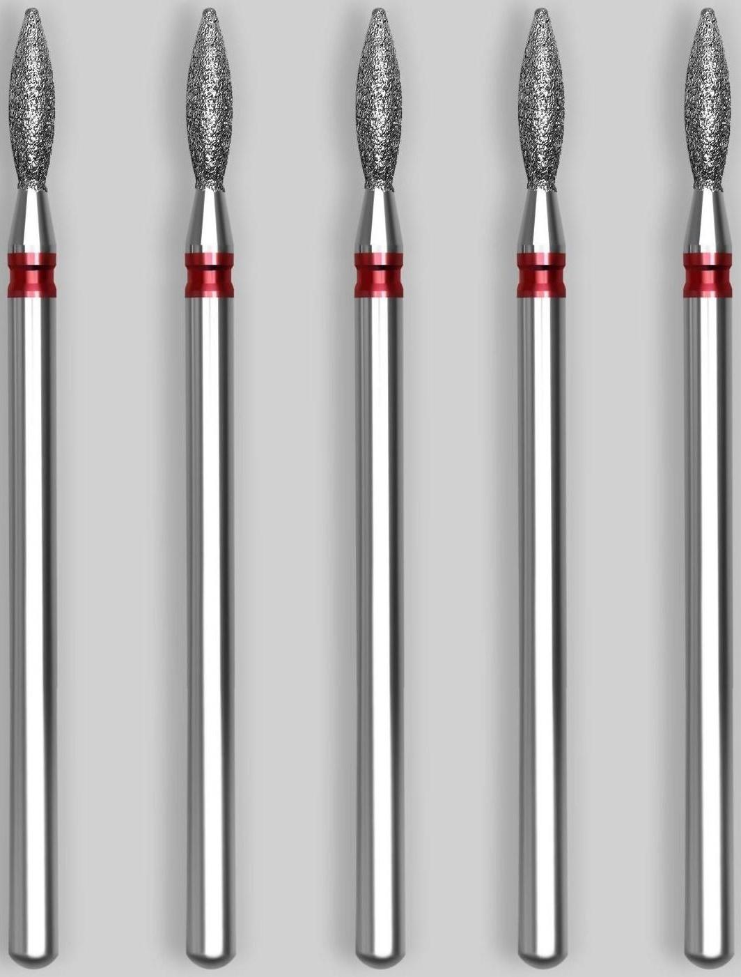 Фрезы алмазные для маникюра «Пламя», мелкая зернистость, d 2,5 × 8 мм, 5 шт