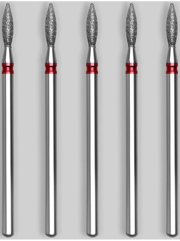 Фрезы алмазные для маникюра «Пламя», мелкая зернистость, d 2,5 × 8 мм, 5 шт