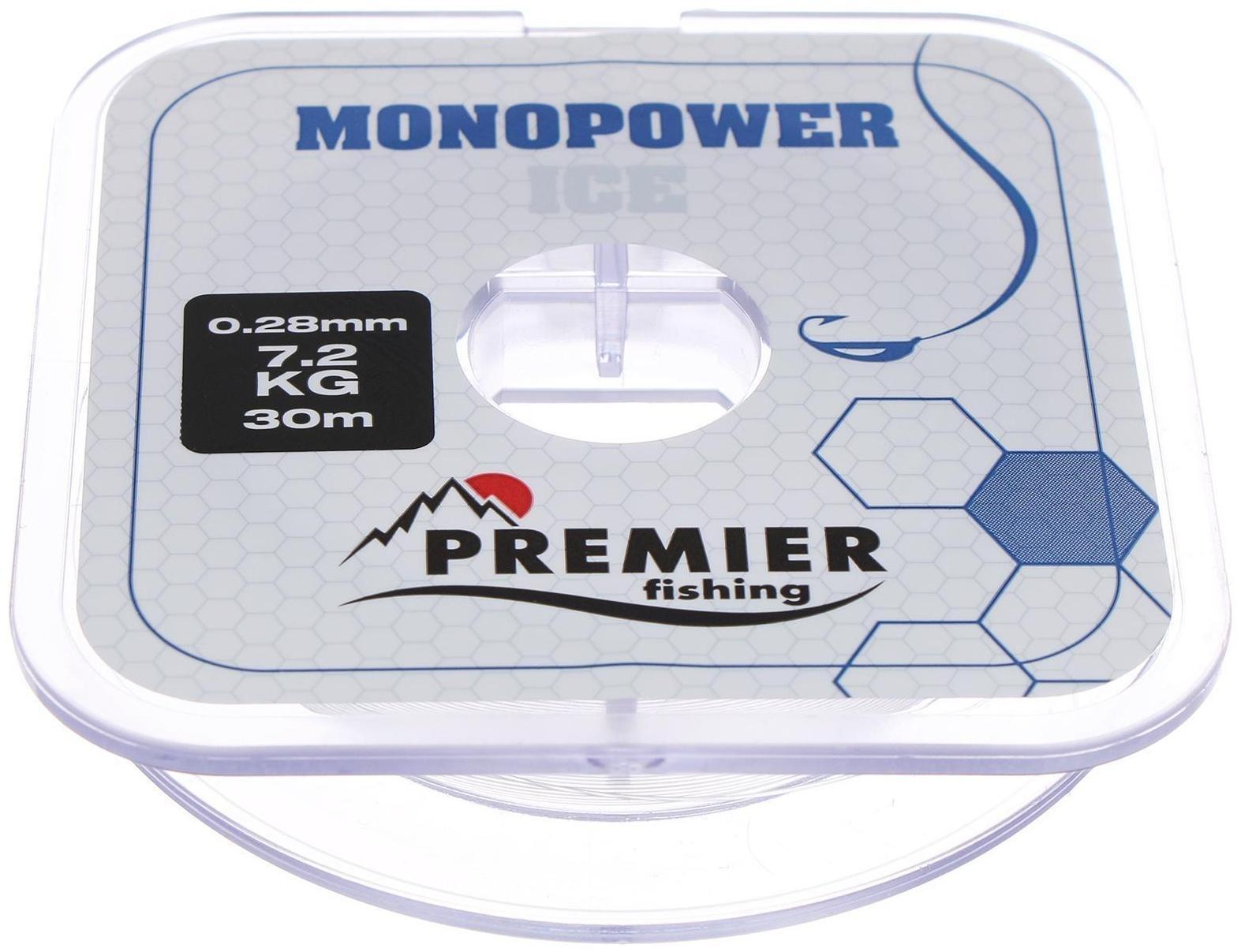 Леска PREMIER fishing MONOPOWER ICE 0,28 мм, 30 м Clear Nylon