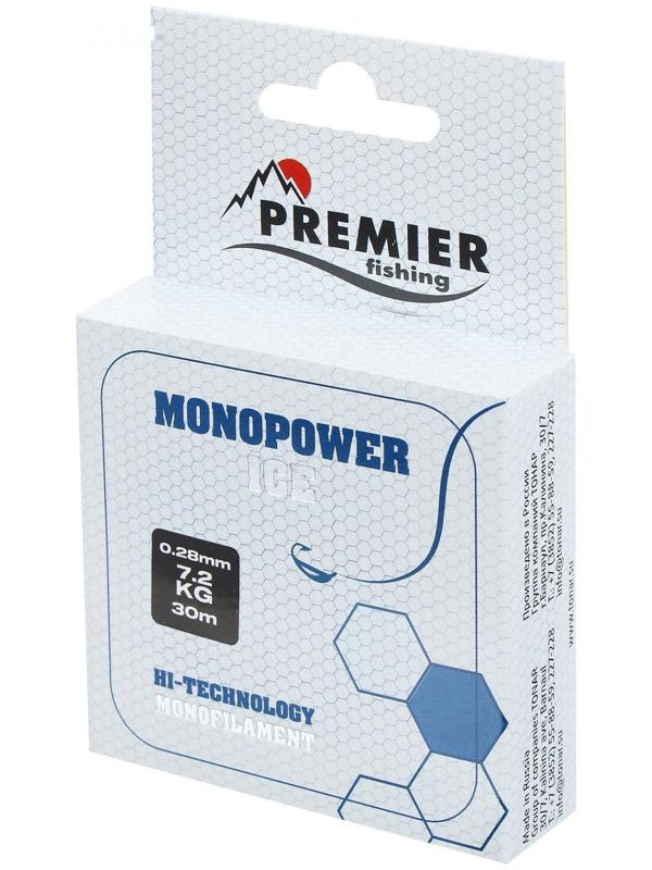 Леска PREMIER fishing MONOPOWER ICE 0,28 мм, 30 м Clear Nylon