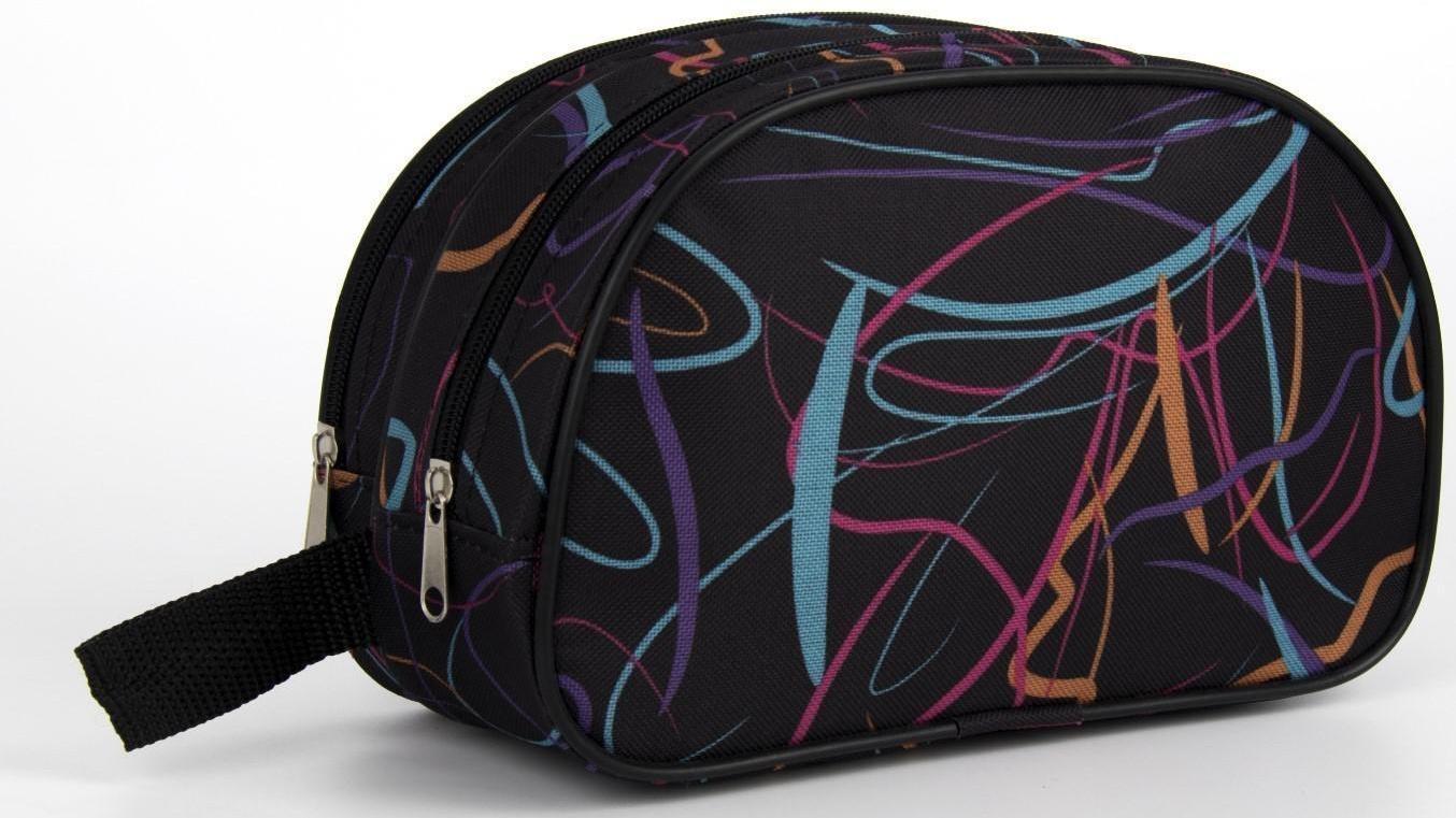 Косметичка, 2 отдела на молниях, цвет чёрный