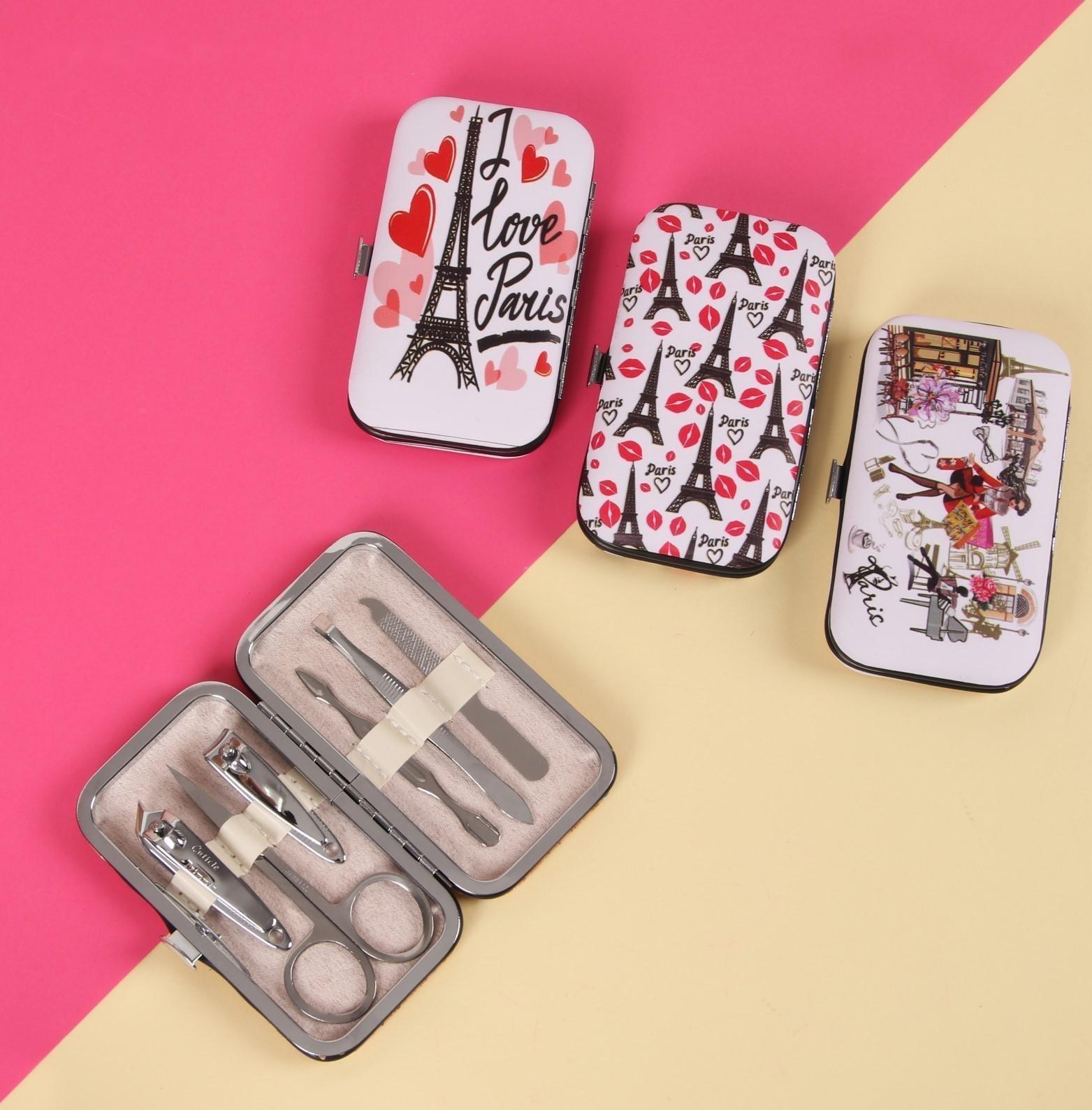 Набор маникюрный «Paris», 6 предметов, в футляре, в PVC - пакете, рисунок МИКС