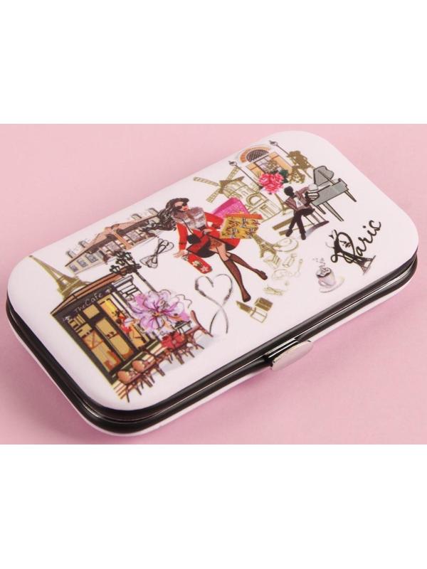 Набор маникюрный «Paris», 6 предметов, в футляре, в PVC - пакете, рисунок МИКС