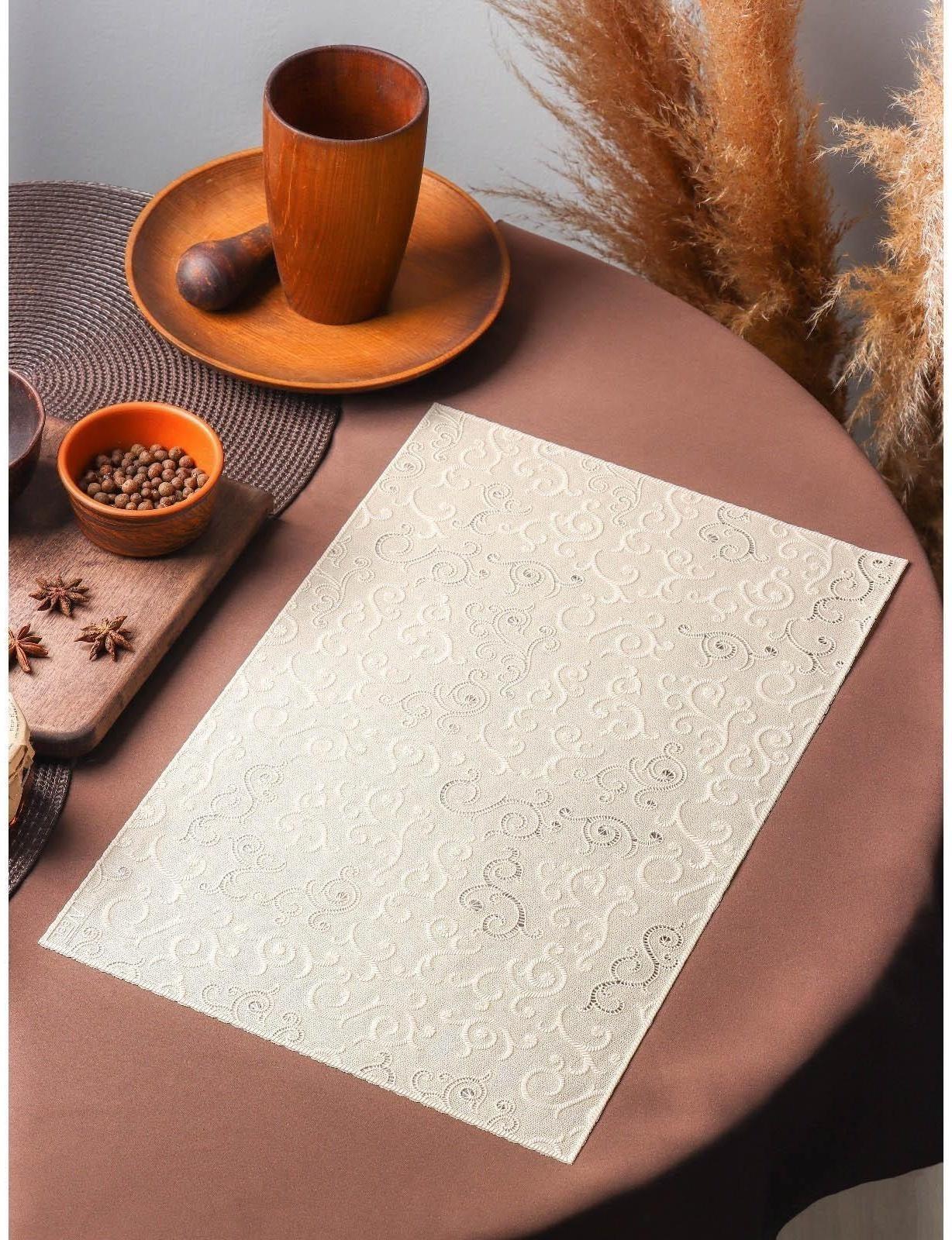 Салфетка ажурная для стола «Нежность. Витки», 45×30 см, цвет бежевый