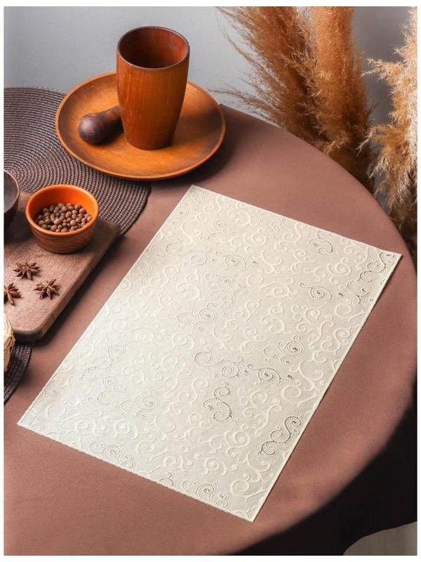 Салфетка ажурная для стола «Нежность. Витки», 45×30 см, цвет бежевый