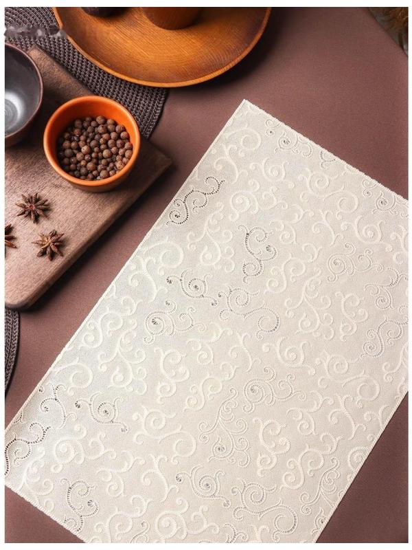 Салфетка ажурная для стола «Нежность. Витки», 45×30 см, цвет бежевый