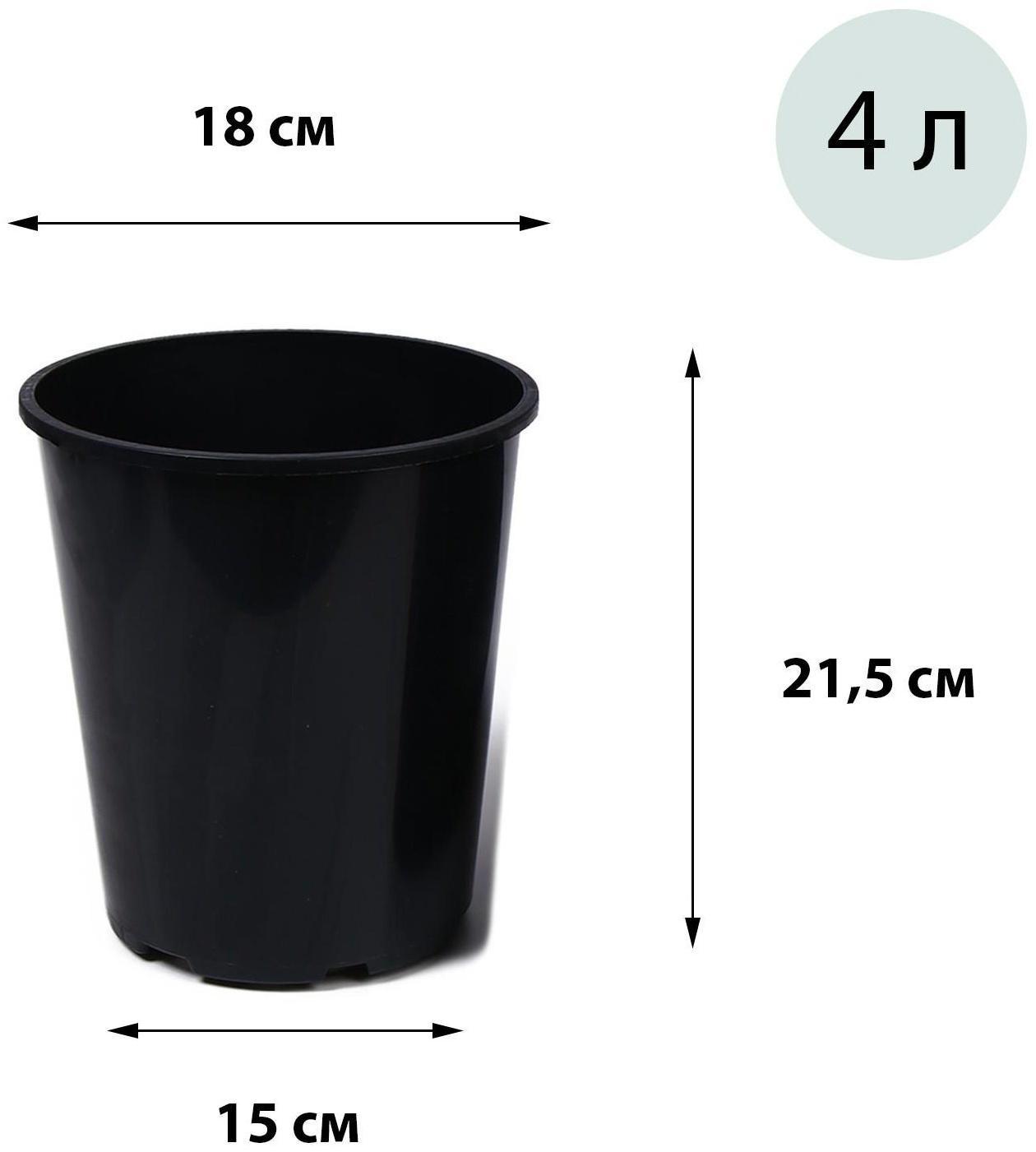 Горшок для рассады, 4 л, 18 × 18 × 21,5 см, для роз, чёрный, Greengo