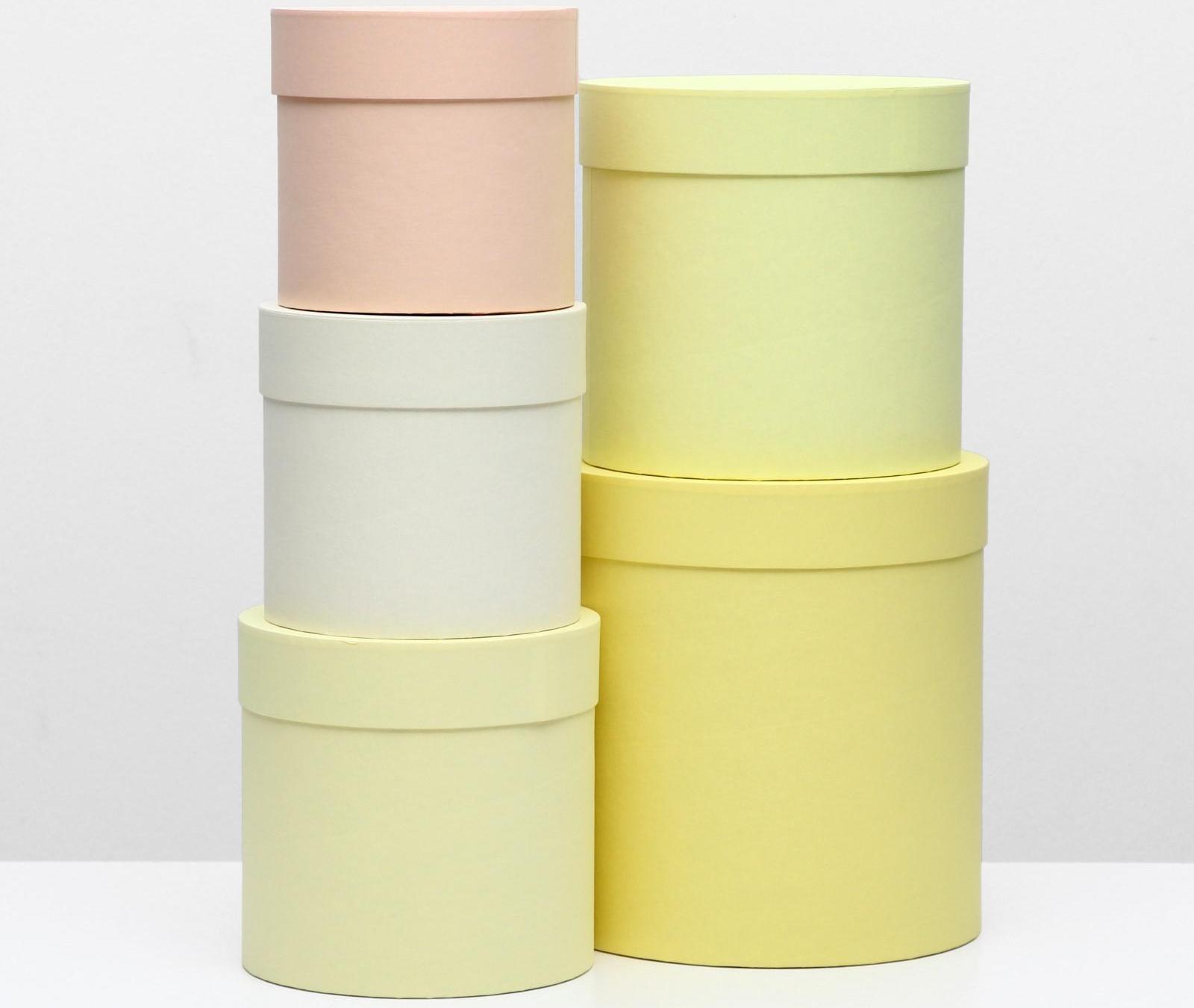 Набор круглых коробок 5 в 1 UPAK LAND ,Солнечный, 23 х 23 х 25 - 15 х 15 х 15 см