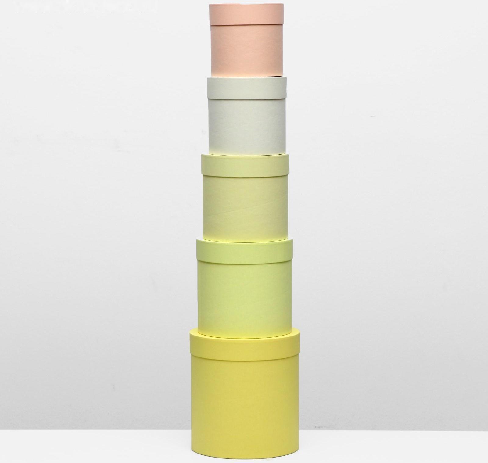 Набор круглых коробок 5 в 1 UPAK LAND ,Солнечный, 23 х 23 х 25 - 15 х 15 х 15 см