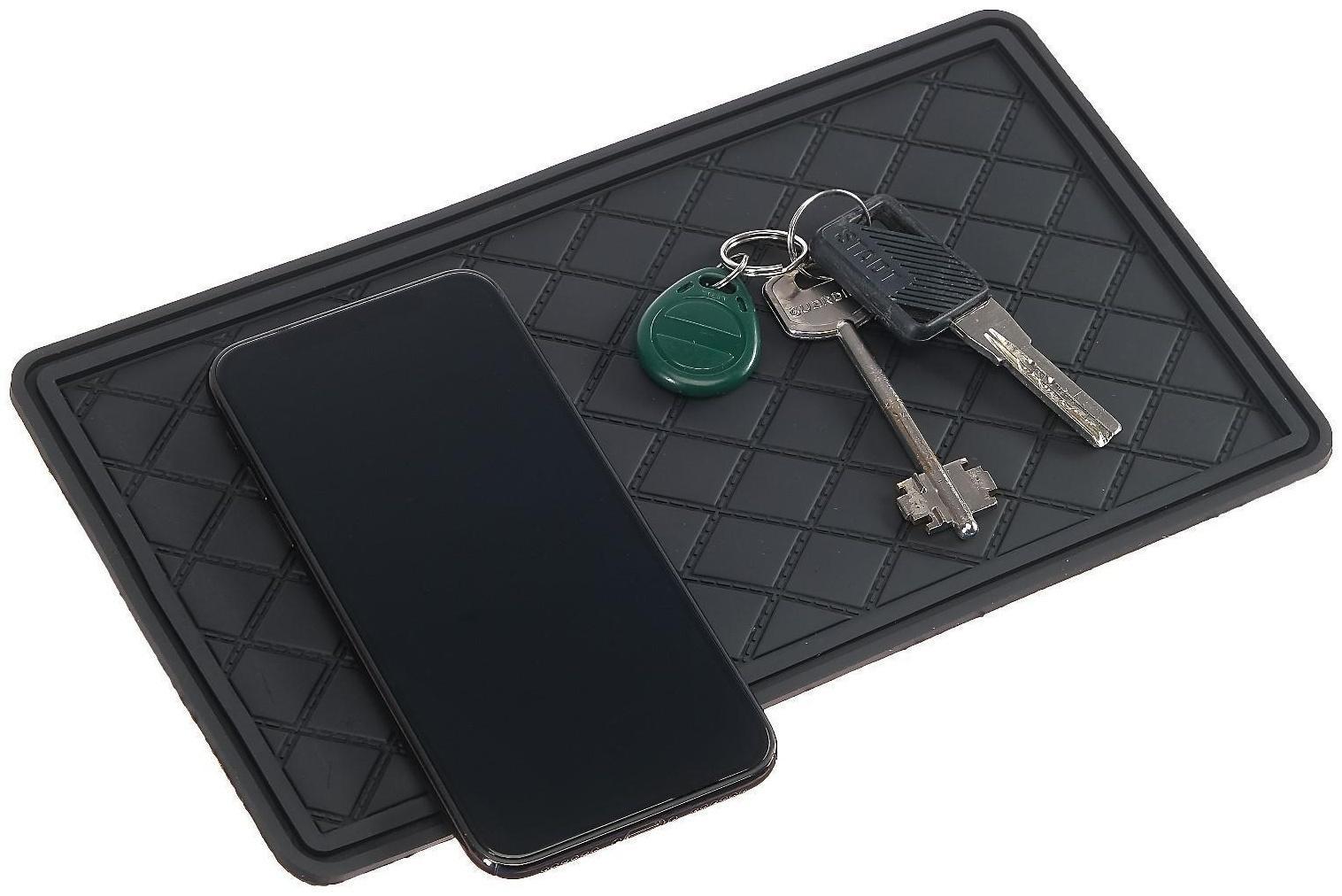 Коврик противоскользящий 20×13 см с бортом, черный