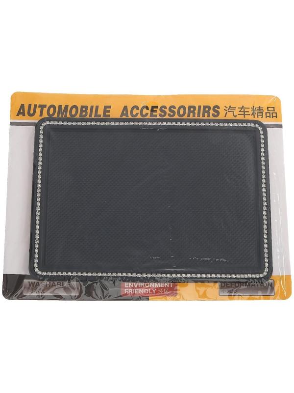 Коврик противоскольязщий 18х13 см, стразы, черный