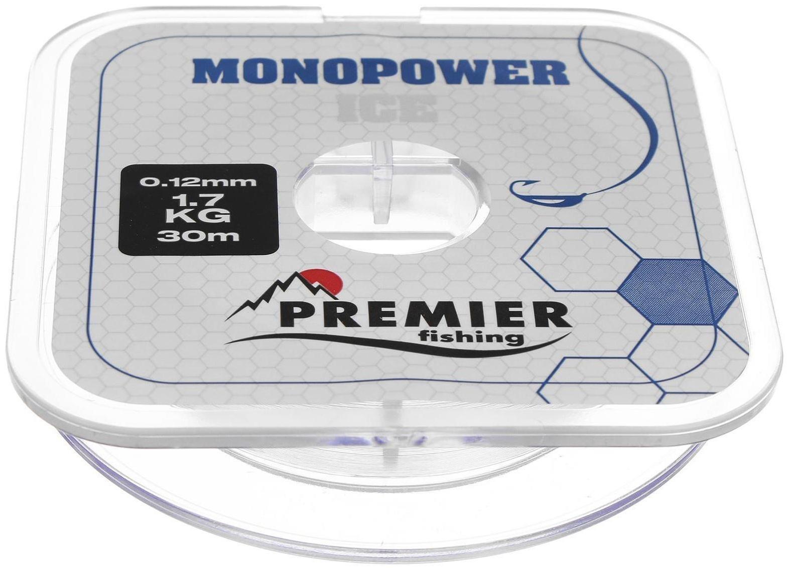 Леска PREMIER fishing MONOPOWER ICE 0,12 мм, 30 м Clear Nylon