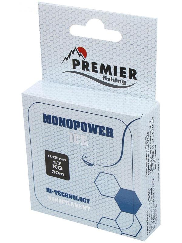 Леска PREMIER fishing MONOPOWER ICE 0,12 мм, 30 м Clear Nylon