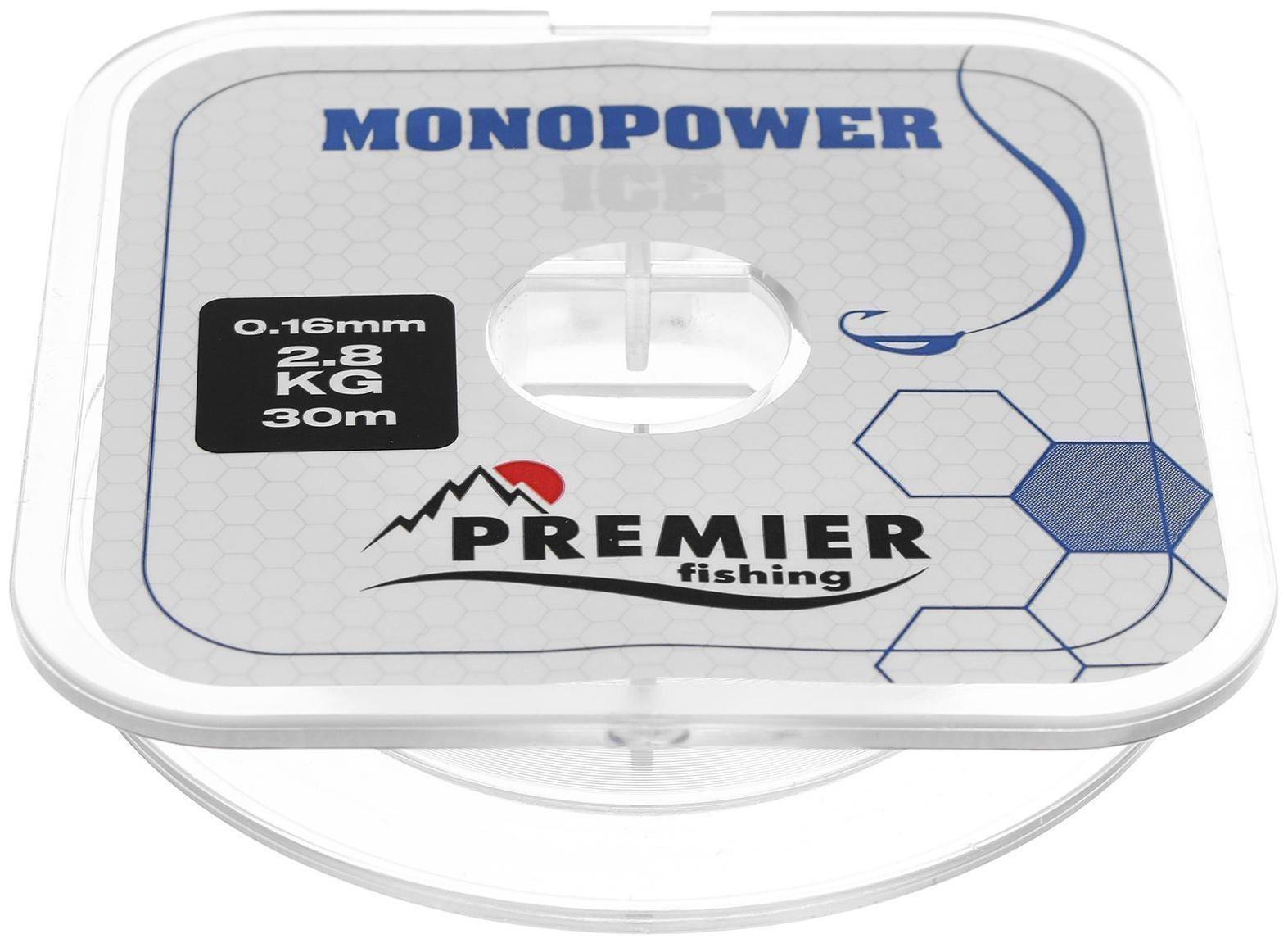 Леска PREMIER fishing MONOPOWER ICE 0,16 мм, 30 м Clear Nylon