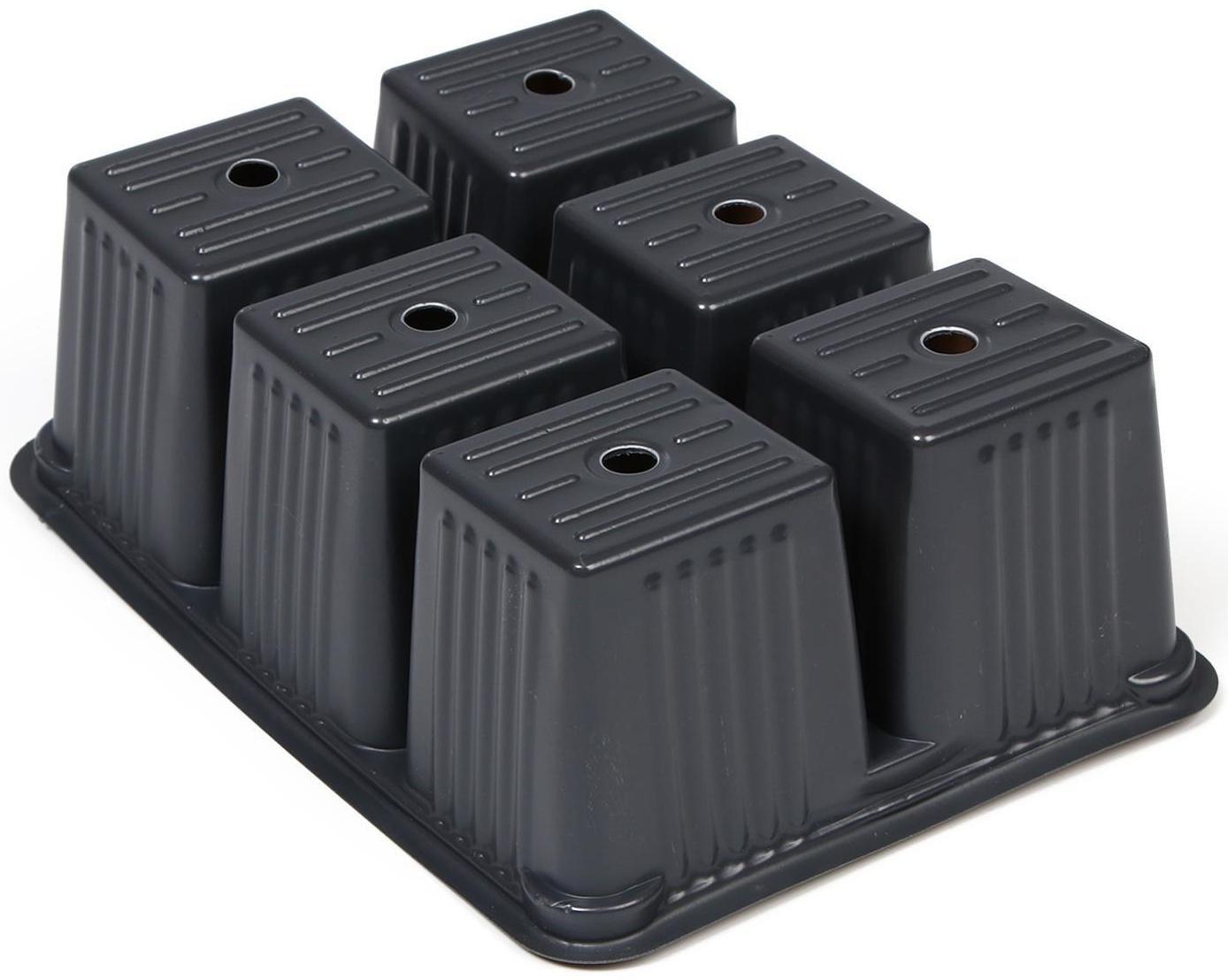 Набор для рассады: кассеты ( 3 шт.) 6 ячеек по 120 мл , поддон, чёрный