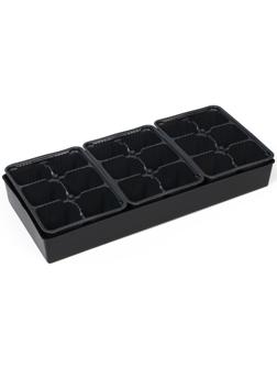 Набор для рассады: кассеты ( 3 шт.) 6 ячеек по 120 мл , поддон, чёрный