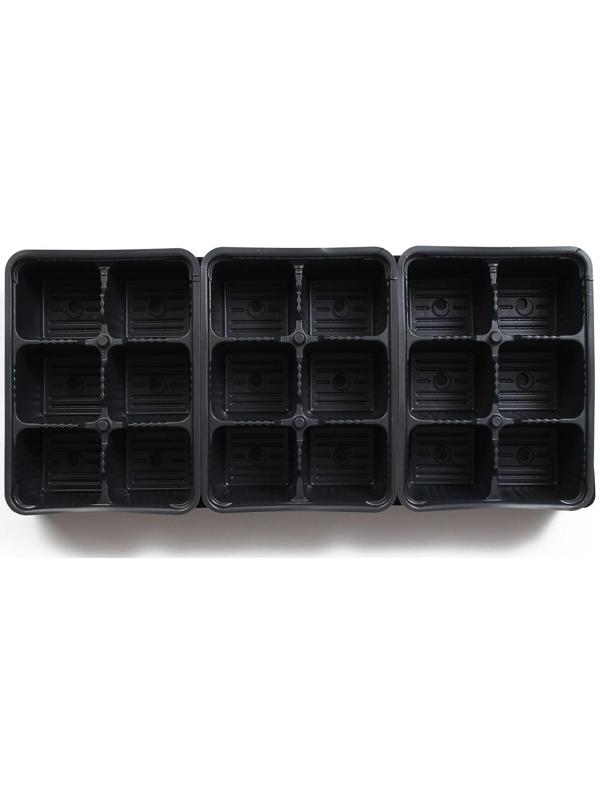 Набор для рассады: кассеты ( 3 шт.) 6 ячеек по 120 мл , поддон, чёрный