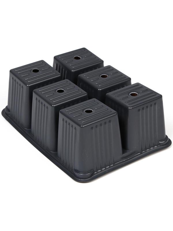 Набор для рассады: кассеты ( 3 шт.) 6 ячеек по 120 мл , поддон, чёрный