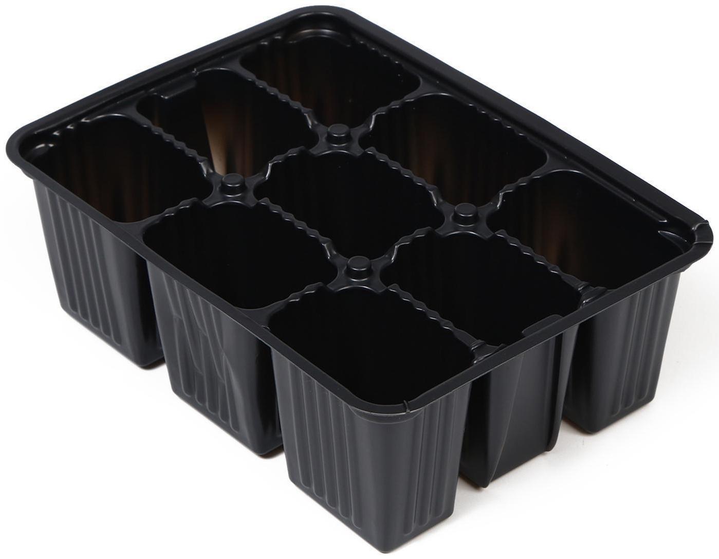 Набор для рассады: кассеты ( 3 шт.) 9 ячеек по 80 мл , поддон, чёрный